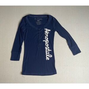 Aeropostale Y2K Quarter Sleeve Small Navy Top